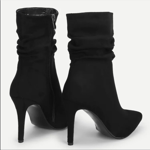 LAST 2🧣Vegan Suede Slouched Ankle Bootie Heels - Picture 2 of 6